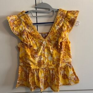 Nanette Lepore Yellow Floral Blouse